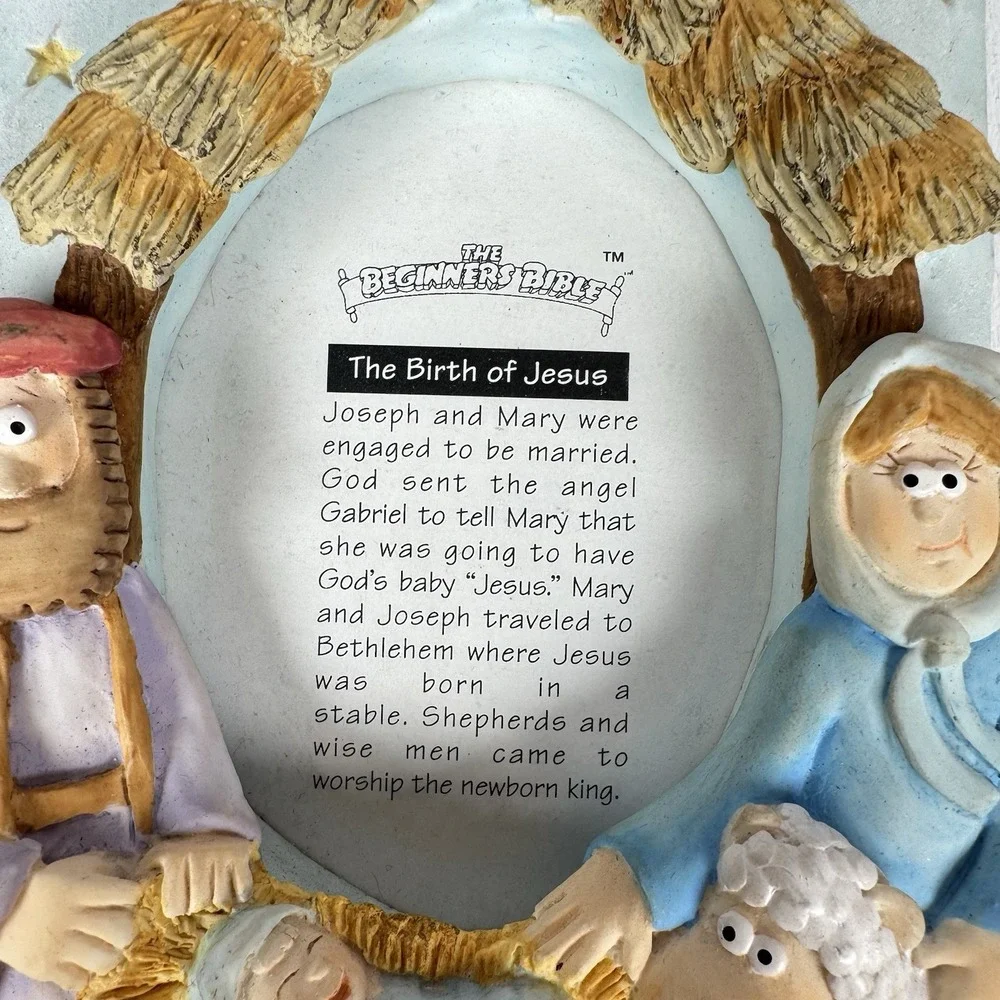 Vtg The Beginner's Bible Birth of Jesus Picture Photo Frame 3 x 4 Cast Art 90s
